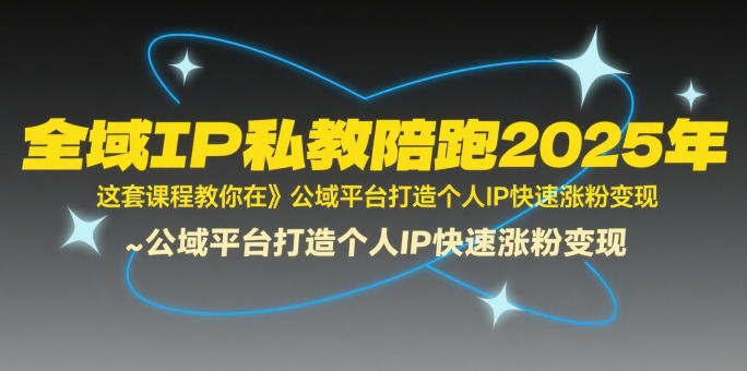 全域IP私教陪跑2025年，这套课程教你在公域平台打造个人IP快速涨粉变现-菜菜网创