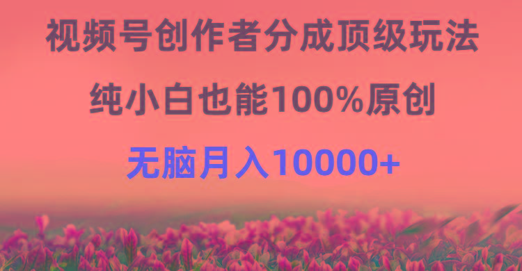 (9608期)视频号创作者分成顶级玩法，纯小白也能100%原创，无脑月入10000+-菜菜网创