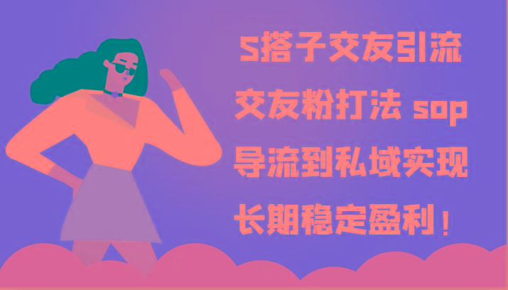 S搭子交友引流，交友粉打法 sop，导流到私域实现长期稳定盈利！-菜菜网创