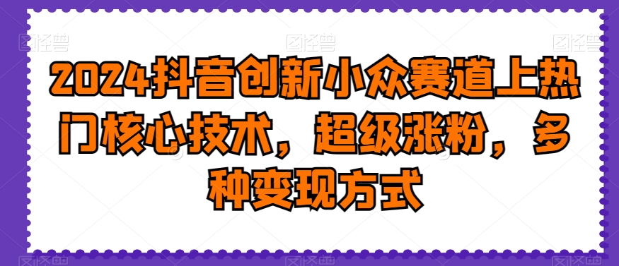 2024抖音创新小众赛道上热门核心技术，超级涨粉，多种变现方式【揭秘】-菜菜网创