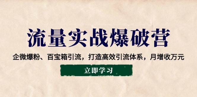 流量实战爆破营：企微爆粉、百宝箱引流，打造高效引流体系，月增收万元-菜菜网创