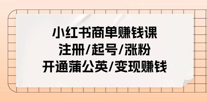 小红书商单赚钱课：注册/起号/涨粉/开通蒲公英/变现赚钱(25节课)-菜菜网创