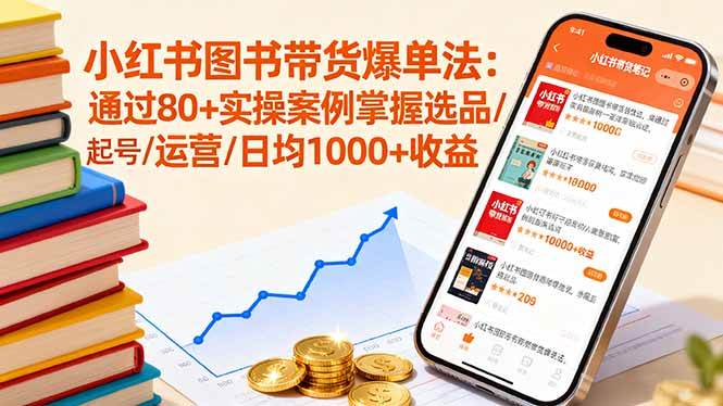 （16015期）小红书图书带货爆单法：通过80+实操案例掌握选品/起号/运营/日均1000+收益-菜菜网创