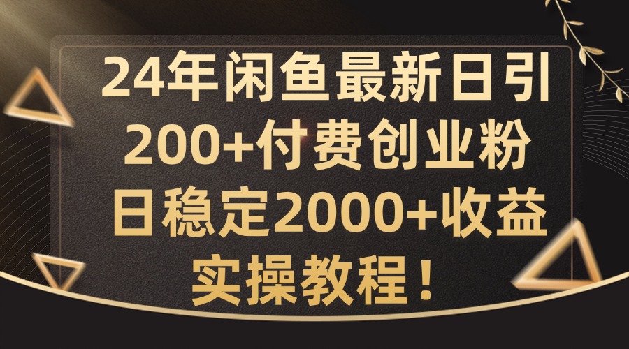24年闲鱼最新日引200+付费创业粉日稳2000+收益，实操教程【揭秘】-菜菜网创