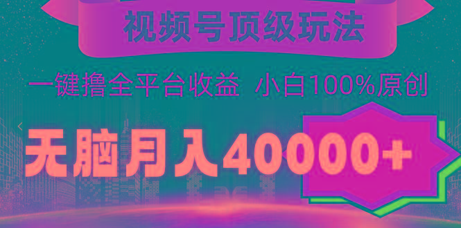 (9281期)视频号顶级玩法，无脑月入40000+，一键撸全平台收益，纯小白也能100%原创-菜菜网创