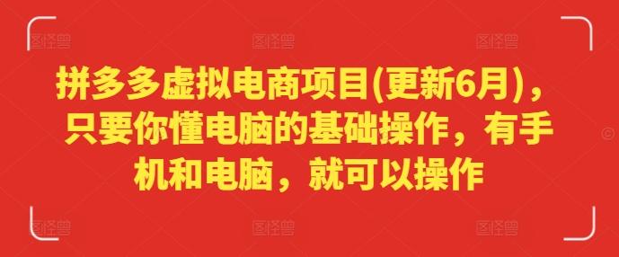 拼多多虚拟电商项目(更新6月)，只要你懂电脑的基础操作，有手机和电脑，就可以操作-菜菜网创