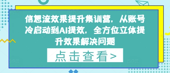 信息流效果提升集训营，从账号冷启动到AI提效，全方位立体提升效果解决问题-菜菜网创