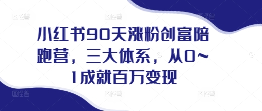 小红书90天涨粉创富陪跑营，​三大体系，从0~1成就百万变现，做小红书的最后一站-菜菜网创