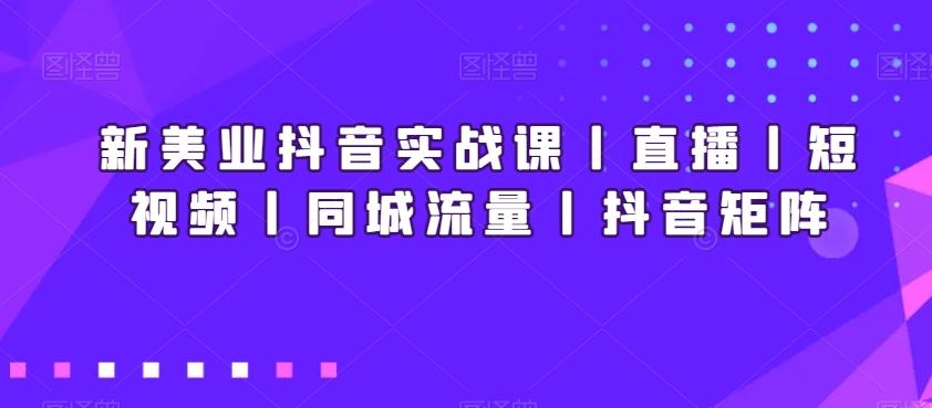 新美业抖音实战课丨直播丨短视频丨同城流量丨抖音矩阵-菜菜网创