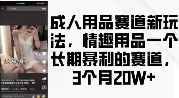 成人用品赛道新玩法，情趣用品一个长期暴利的赛道，3个月收益20个【揭秘】-菜菜网创