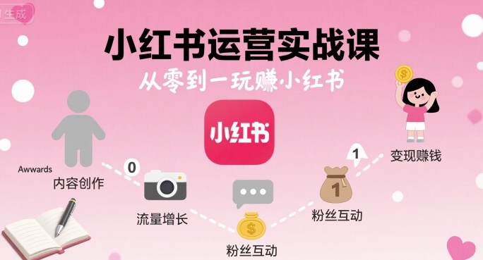 小红书运营实战课，从零到一玩賺小红书-菜菜网创