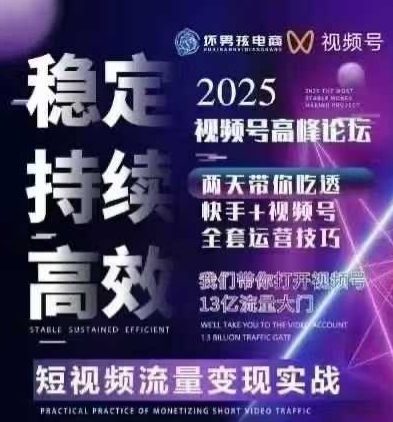 坏男孩电商视频号7月1号线下课，视频号短引、精细化模型打法，三频共振，无人，快手全站精细化运营-菜菜网创