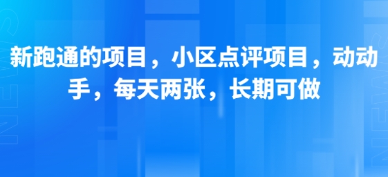新跑通的项目，小区点评项目，动动手，每天两张，长期可做-菜菜网创