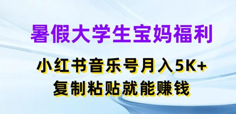 暑假大学生宝妈福利，小红书音乐号月入5000+，复制粘贴就能赚钱【揭秘】-菜菜网创