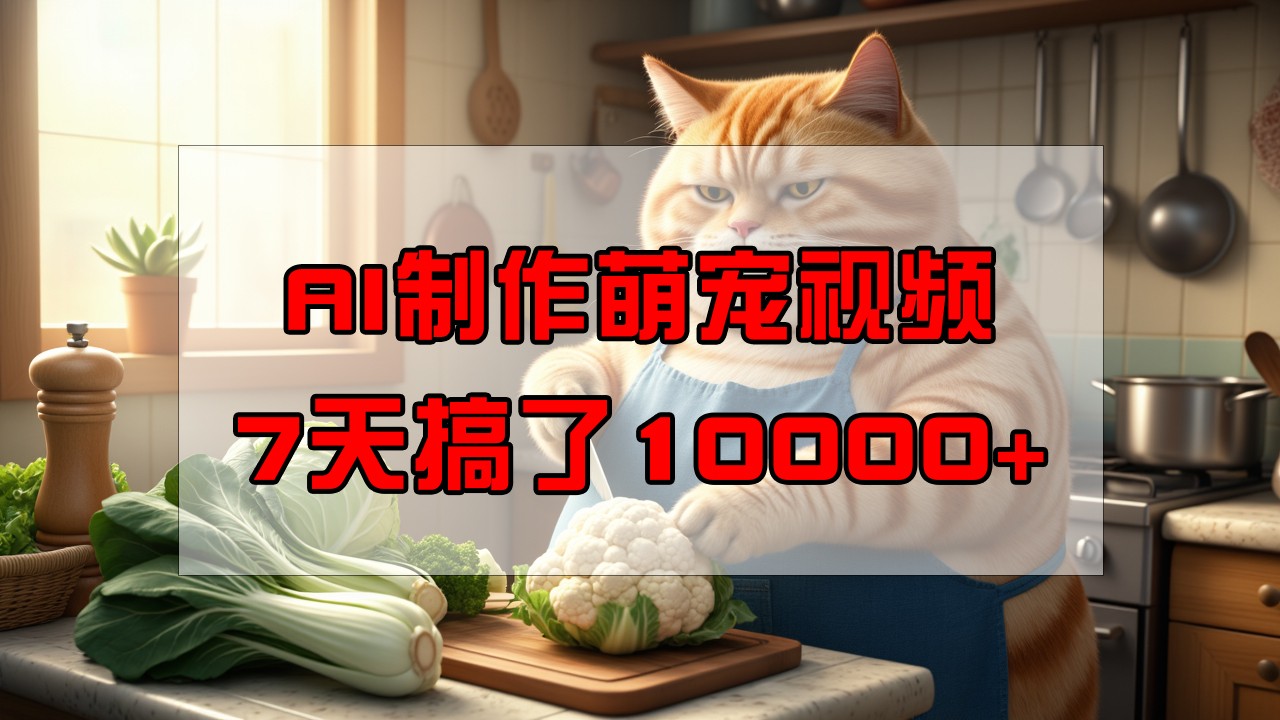 靠AI制作萌宠视频，7天搞了1万+，操作简单门槛低，有手机就行-菜菜网创