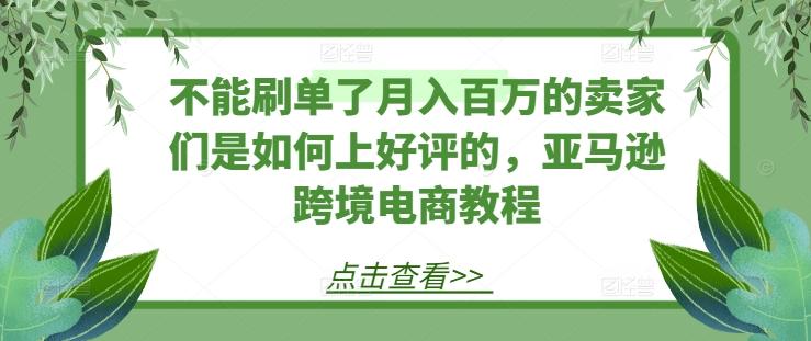 不能刷单了月入百万的卖家们是如何上好评的，亚马逊跨境电商教程-菜菜网创