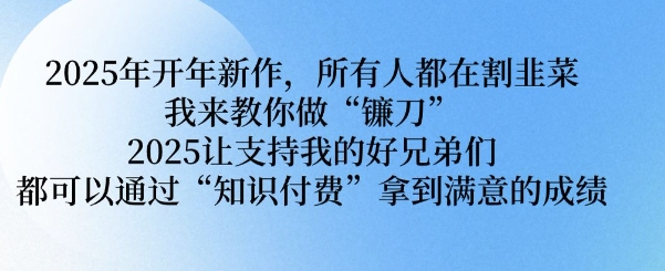 2025年开年新作，所有人都在割韭菜，我来教你做“镰刀” 2025让支持我的好兄弟们都可以通过“知识付费”拿到满意的成绩【揭秘】-菜菜网创