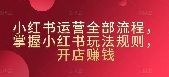 小红书运营全部流程，掌握小红书玩法规则，开店赚钱-菜菜网创