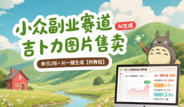小众副业赛道 吉卜力图片售卖 单日2张+ AI一键生成【附教程】-菜菜网创