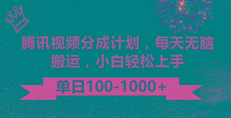 腾讯视频分成计划最新玩法，无脑搬运，日入100-1000-菜菜网创