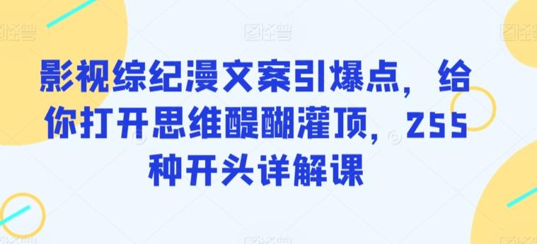 影视综纪漫文案引爆点，给你打开思维醍醐灌顶，255种开头详解课-菜菜网创