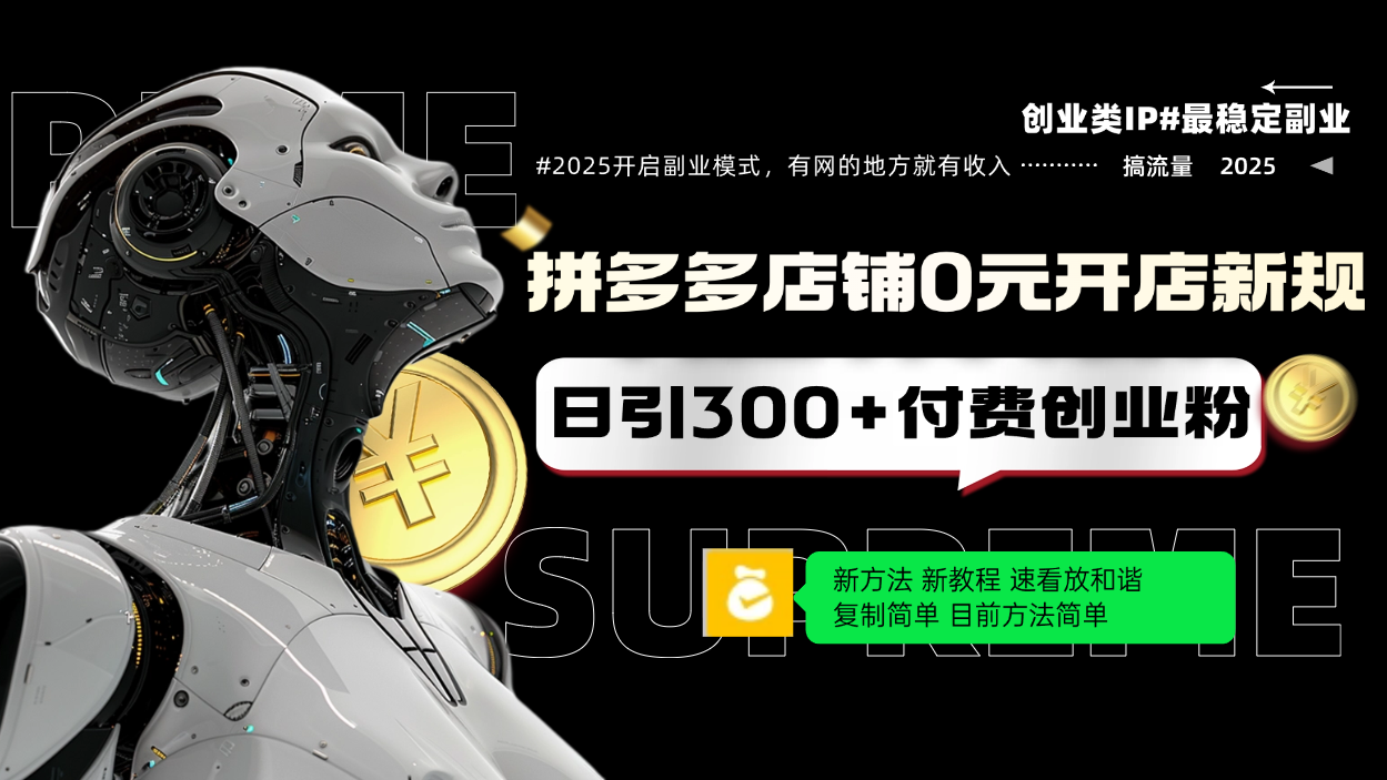 拼多多店铺0元开店新规，日引300+付费创业粉，目前方法简单复制粘贴可矩阵-菜菜网创