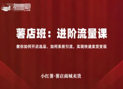 小红薯薯店商城卖货，进阶流量课，教你如何开店选品、如何系统引流，实现快速卖货变现-菜菜网创