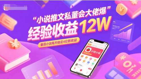 小说推文私董会大佬爆单经验分享收益12W，番茄小说每天稳定4位数收益-菜菜网创