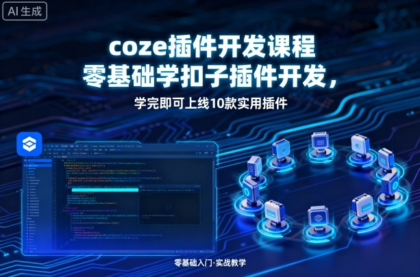 coze插件开发课程，零基础学扣子插件开发，学完即可上线10款实用插件-菜菜网创