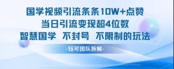 国学视频引流条条10W+点赞当日引流变现超4位数-菜菜网创