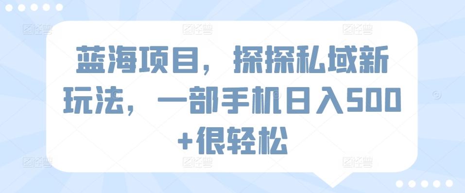 蓝海项目，探探私域新玩法，一部手机日入500+很轻松【揭秘】-菜菜网创