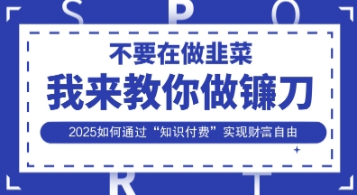 韭菜生涯终结者，我来教你做镰刀，2025如何通过“知识付费”实现财F自由【揭秘】-菜菜网创