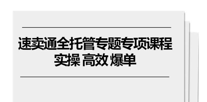 速卖通 全托管专题专项课程，实操 高效 爆单(11节课-菜菜网创