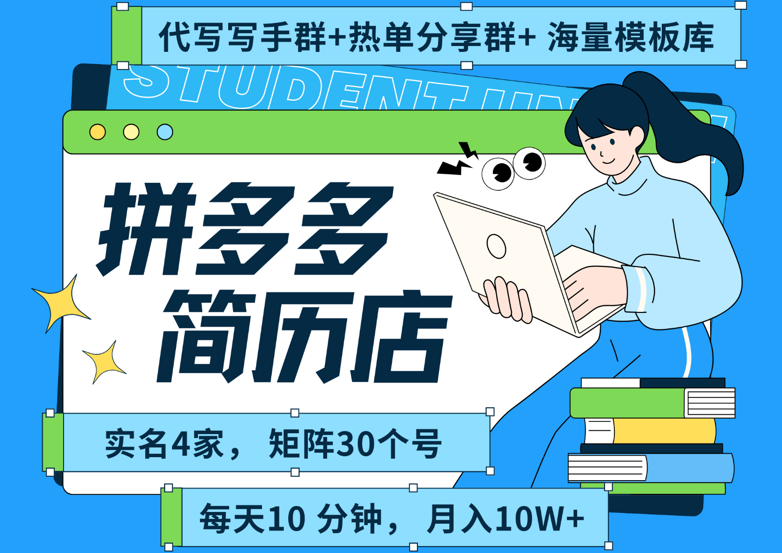 拼多多电商 拼多多 虚拟资料 简历 海报代写 全SOP流程 毫无保留分享（含后端资料）-菜菜网创