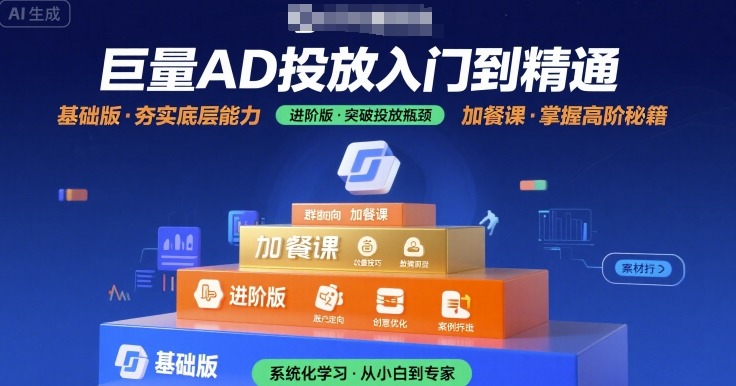 巨量AD投放入门到精通，基础版+进阶版+加餐课-菜菜网创