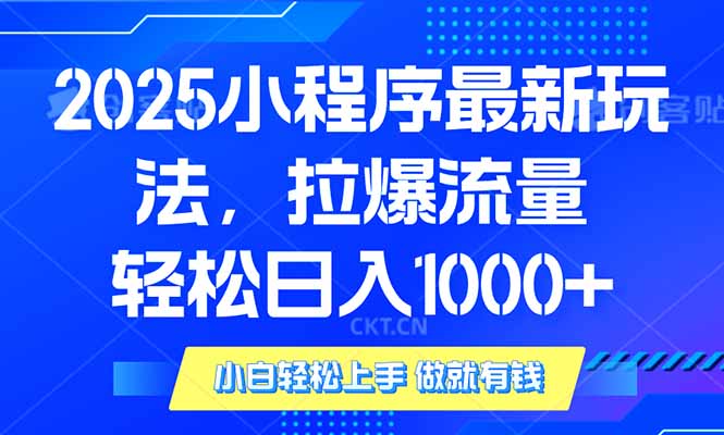 2025年小程序最新玩法，流量直接拉爆，单日稳定变现1000+-菜菜网创