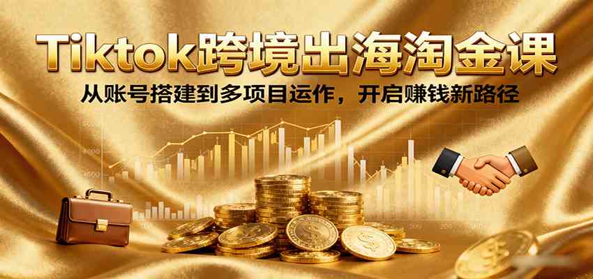 Tiktok跨境出海淘金课，从账号搭建到多项目运作，开启赚钱新路径-菜菜网创