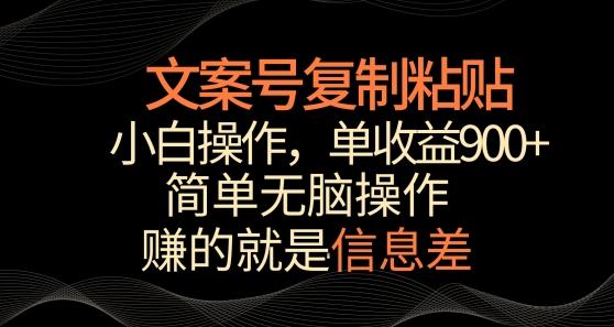 文案号掘金，简单复制粘贴，小白操作，单作品收益900+【揭秘】-菜菜网创