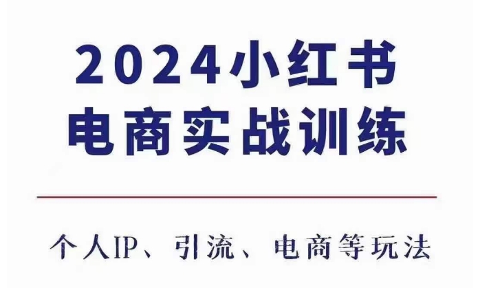 2024小红书电商3.0实战训练，包含个人IP、引流、电商等玩法-菜菜网创