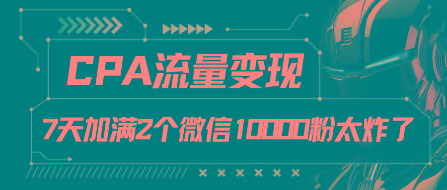 CPA流量变现，7天加满两个微信10000粉-菜菜网创