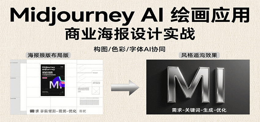 Midjourney AI绘画应用，关键词指令解析、漫画头像制作、海报设计、3D人物生成等-菜菜网创