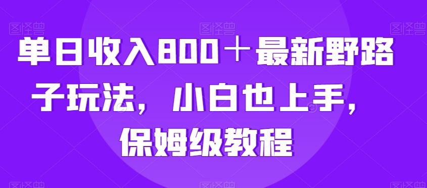 单日收入800＋最新野路子玩法，小白也上手，保姆级教程-菜菜网创