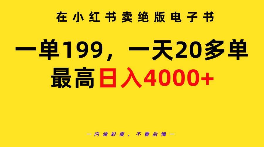 (9401期)在小红书卖绝版电子书，一单199 一天最多搞20多单，最高日入4000+教程+资料-菜菜网创