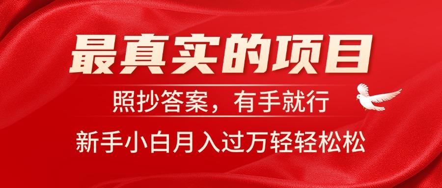 最真实的项目，照抄答案，有手就行，新手小白月入过万轻轻松松-菜菜网创