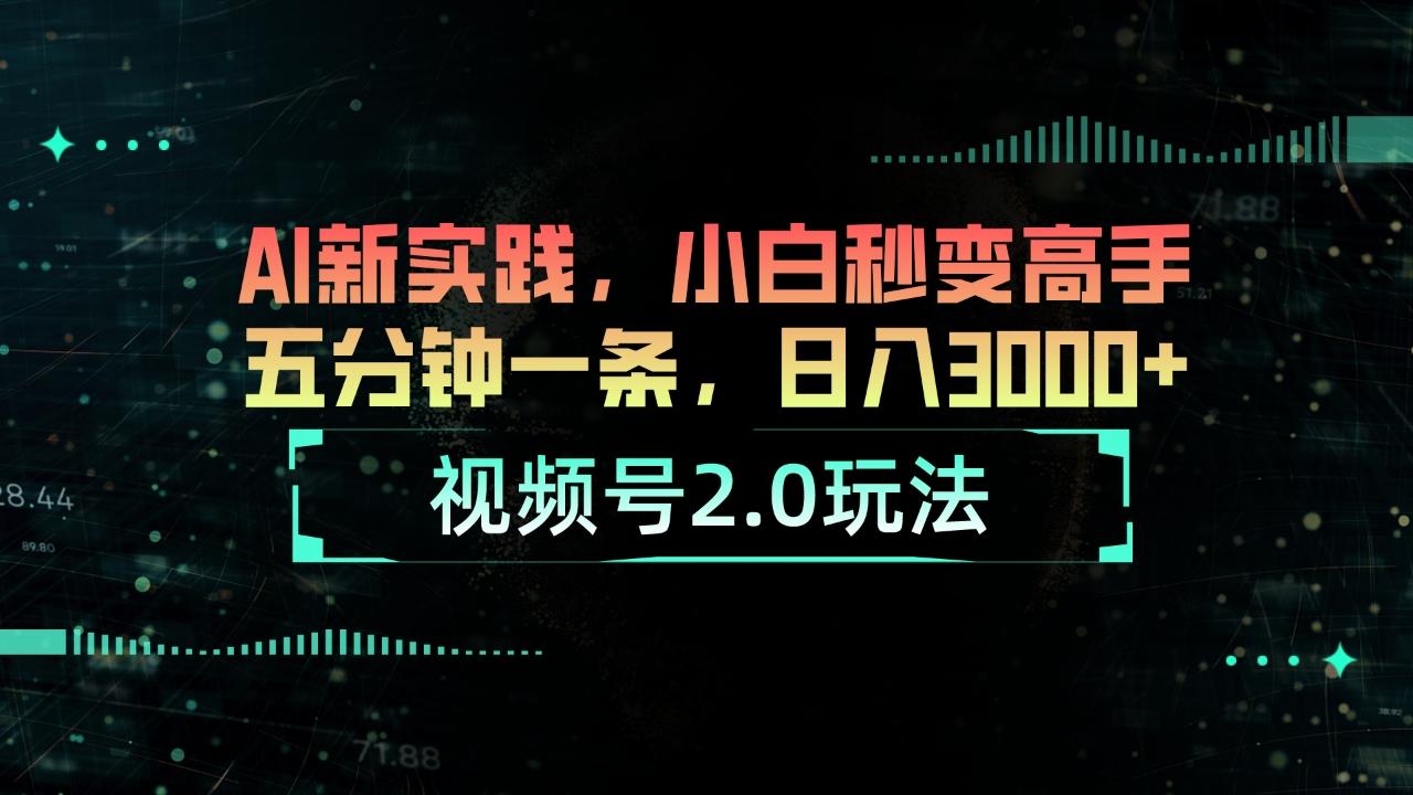 视频号2.0玩法 AI新实践，小白秒变高手五分钟一条，日入3000+-菜菜网创