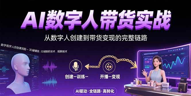 （15548期）AI数字人+带货实战：从数字人创建到带货变现的完整链路-菜菜网创