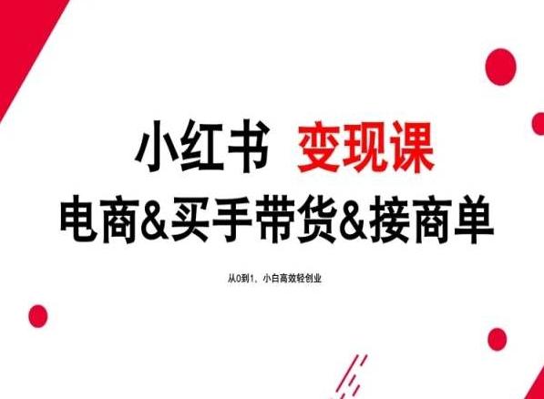 2024年最新小红书变现课，电商&买手带货&接商单，从0到1，小白高效轻创业-菜菜网创
