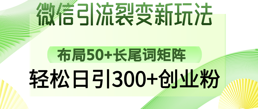 微信引流裂变新玩法：布局50+长尾词矩阵，轻松日引300+创业粉-菜菜网创