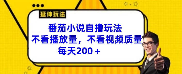 番茄小说自撸玩法，不看播放量，不看视频质量，每天200+【揭秘】-菜菜网创