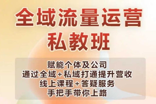 全域流量运营操盘课，赋能个体及公司通过全域+私域打通提升营收-菜菜网创